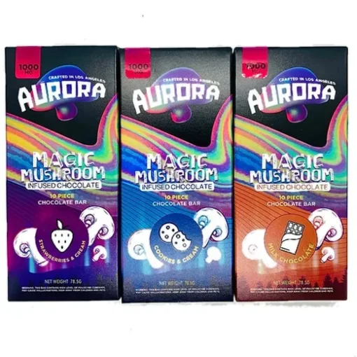 Aurora Mushroom Chocolate Bars. For those looking to combine the euphoric effects of magic mushrooms with the indulgence of chocolate, Aurora Mushroom Chocolate Bars may be just the ticket.